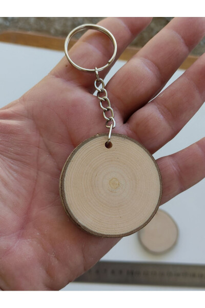 Natural Wooden Paintable Keychain Log Slice 4-5 cm (50 Pcs) Personalized - Blank - 1