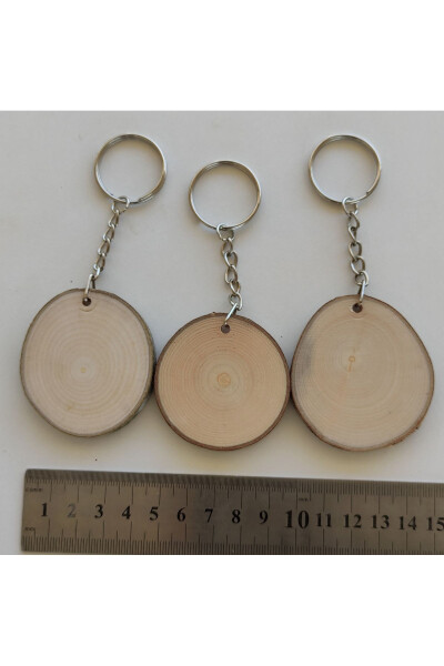 Natural Wooden Paintable Keychain Log Slice 4-5 cm (50 Pcs) Personalized - Blank - 2