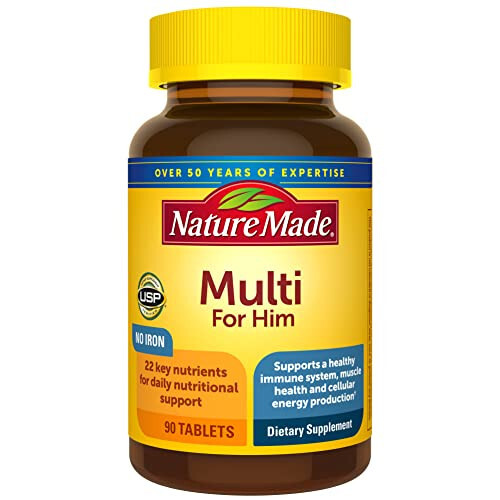 Nature Made Multivitamin For Him with No Iron, Mens Multivitamins for Daily Nutritional Support, Multivitamin for Men, 90 Tablets, 90 Day Supply - 1