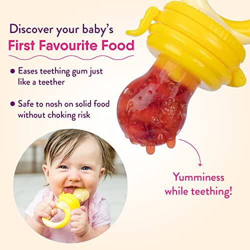 NatureBond Baby Food Feeder/Fruit Feeder Pacifier Nibbler (2 Pack) - Infant Teething Toy Teether Weaning in Appetizing Colors | + Additional Silicone Sacs - 4