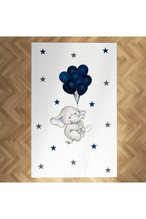 Navy Blue Balloon And Elephant Kids And Baby Room Rug Mkth-231 - 1