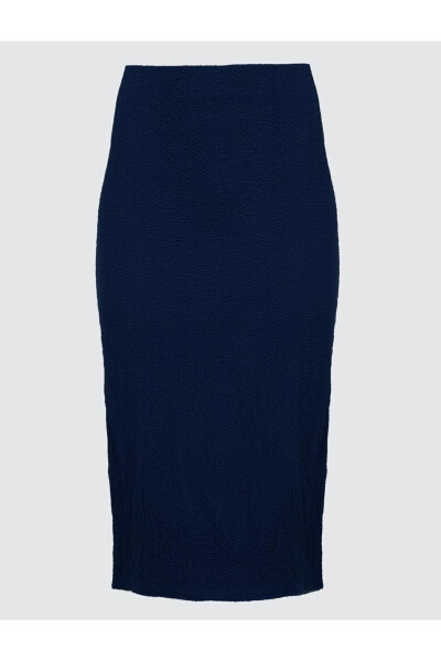 Navy Blue Basic Midi Skirt with Normal Waist - 20