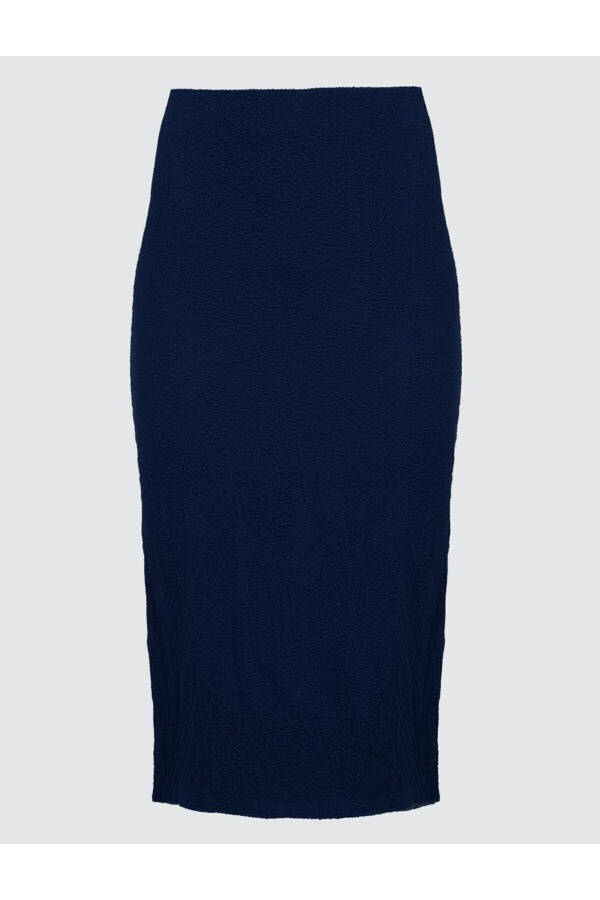 Navy Blue Basic Midi Skirt with Normal Waist - 20