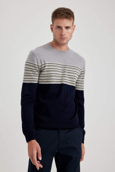 Navy blue bicycle neck sweater - 1