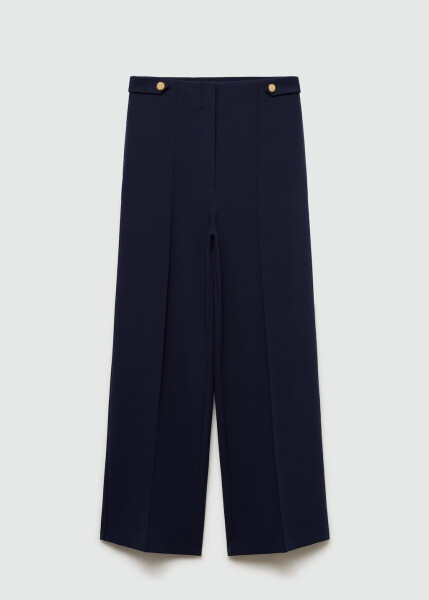 Navy blue button-up pants with straight cut - 4