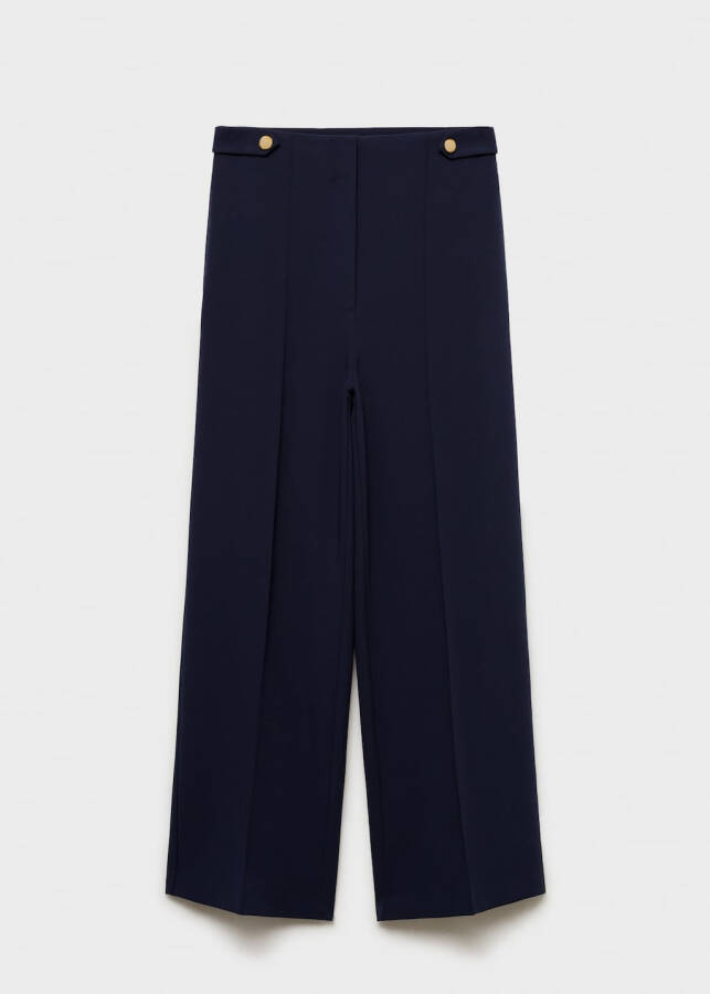 Navy blue button-up pants with straight cut - 3