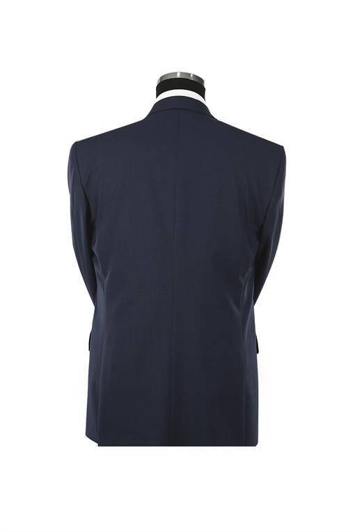 Navy Blue Classic Fit Pointed Collar Wool Suit Dress - 11