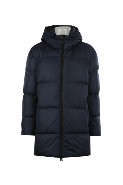 Navy Blue Comfort Fit Hooded Full Down Winter Jacket - 5