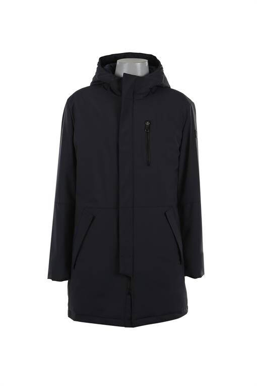 Navy Blue Comfort Fit Hooded Hidden Zipper Winter Jacket - 13