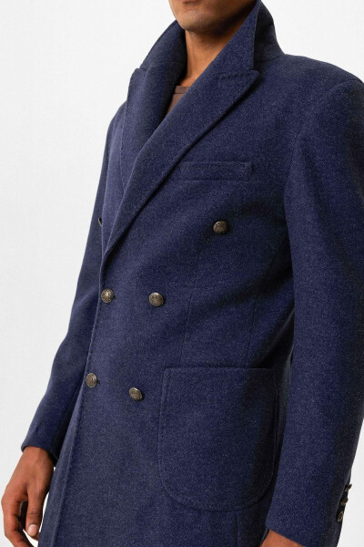 Navy blue double-breasted coat - 5