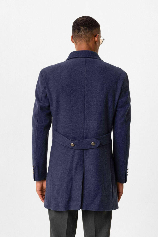 Navy blue double-breasted coat - 6