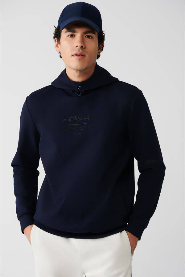 Navy Blue Hooded Sweatshirt - 6