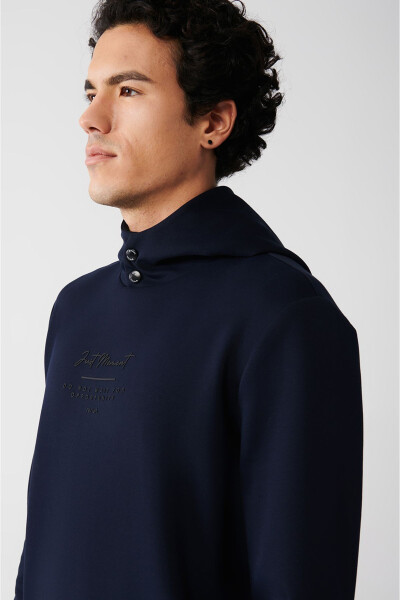 Navy Blue Hooded Sweatshirt - 7