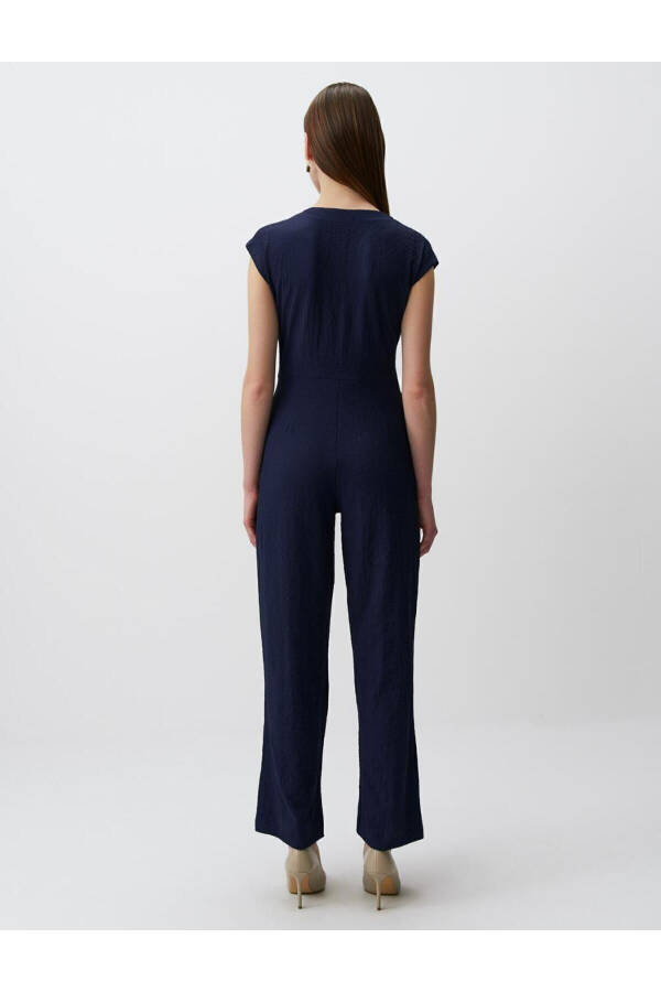 Navy Blue Loose Fit Plain Jumpsuit - 10