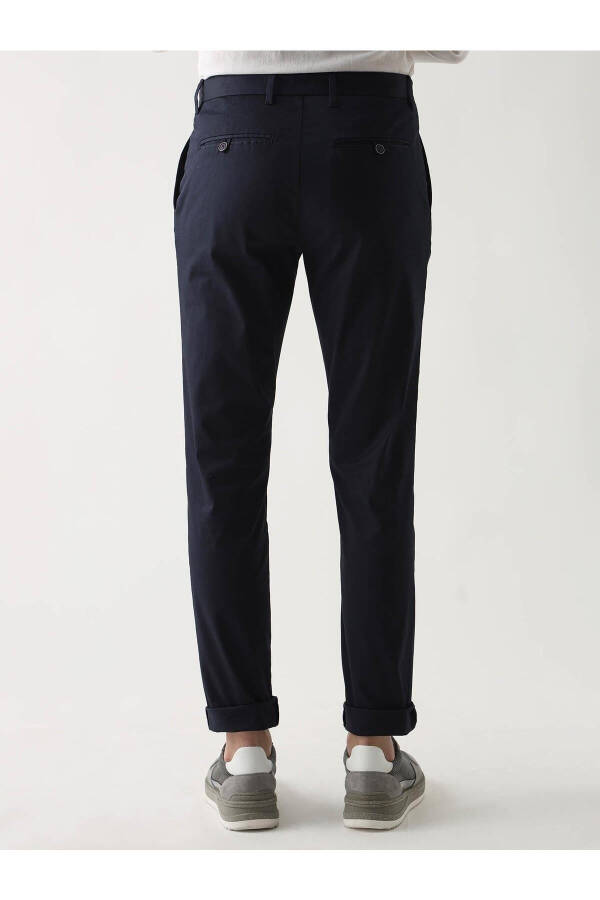 Navy Blue Men's Plus Size Plain Trousers - 95411 - 10