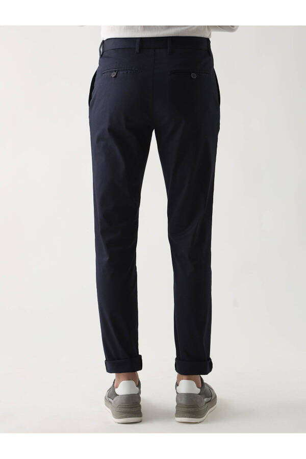 Navy Blue Men's Plus Size Plain Trousers - 95411 - 2