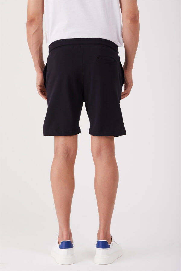 Navy Blue Men's Regular Fit Plain Casual Knit Shorts - 88543 - 9