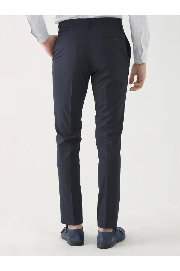 Navy Blue Men's Regular Fit Plain Classic Trousers - 84536 - 6