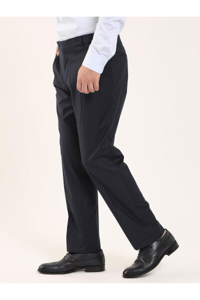 Navy Blue Men's Regular Fit Plain Classic Trousers - 96868 - 8