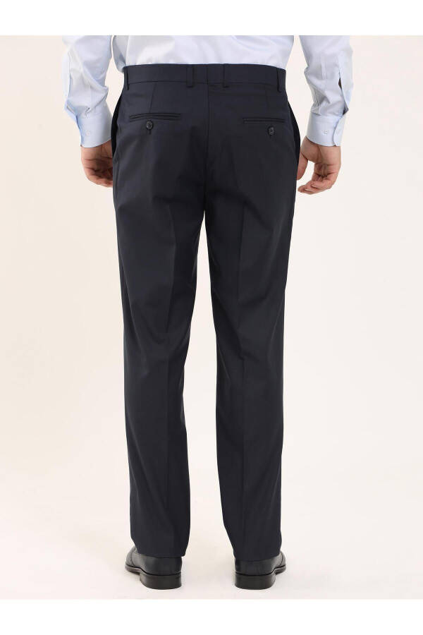 Navy Blue Men's Regular Fit Plain Classic Trousers - 96868 - 10