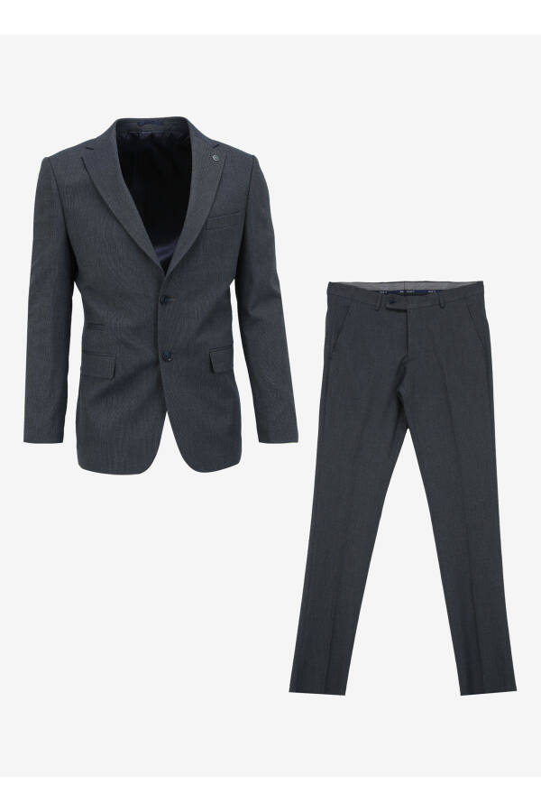 Navy Blue Men's Slim Fit Armored Single Breasted Suit - 97032 - 1