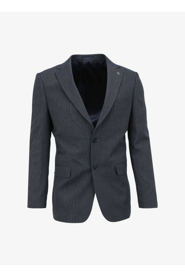 Navy Blue Men's Slim Fit Armored Single Breasted Suit - 97032 - 2