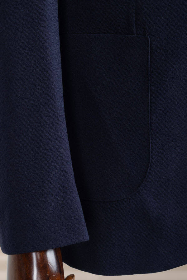 Navy Blue Pocket Detail Summer Fabric Classic Navy Slim Fit Blazer Jacket - 3