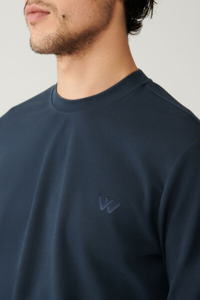 Navy Blue Printed Sweatshirt - 2