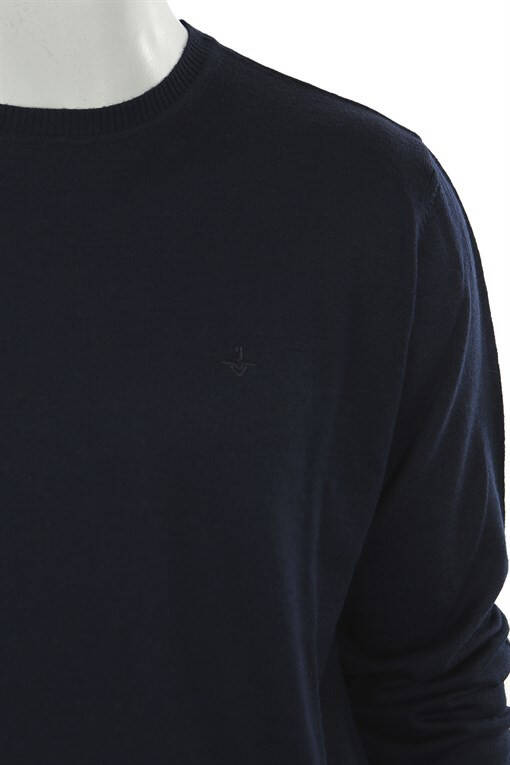 Navy Blue Regular Fit Crew Neck Knit Sweater - 10