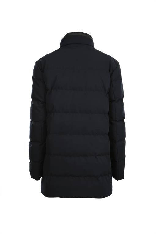 Navy Blue Regular Fit Mandarin Collar Zippered Winter Puffer Jacket - 7