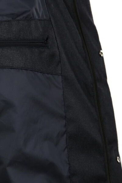 Navy Blue Regular Fit Mandarin Collar Zippered Winter Puffer Jacket - 8