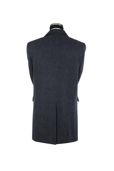 Navy Blue Regular Fit Single Breasted Wool Peacoat - 11