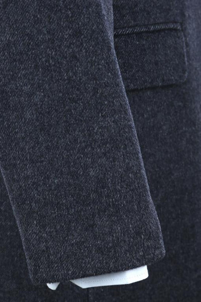 Navy Blue Regular Fit Single Breasted Wool Peacoat - 13