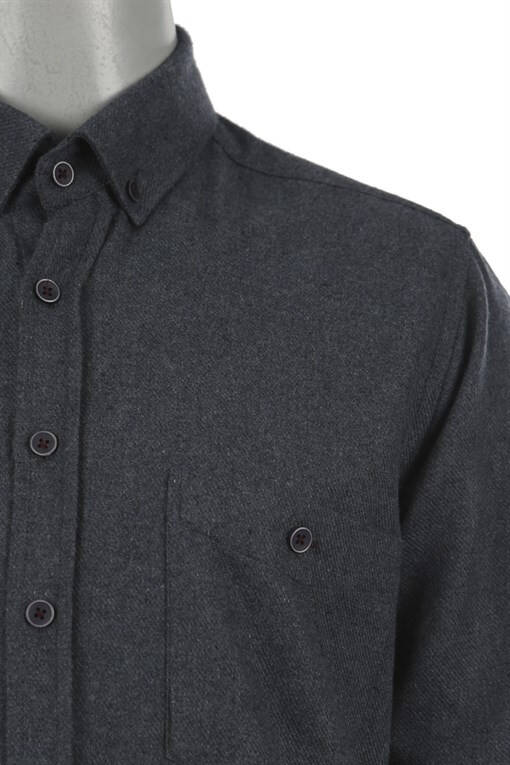 Navy Blue Slim Fit Button-Down Shirt - 10