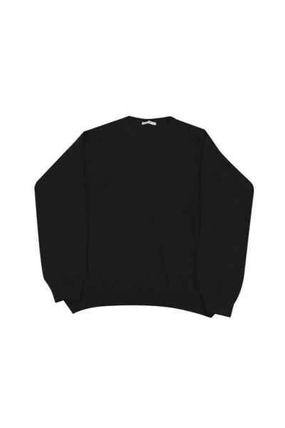 Navy Blue Slim Fit Crew Neck Patterned Knit Sweater - 10