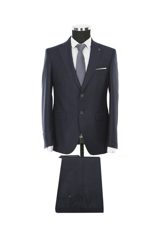 Navy Blue Slim Fit Single Breasted Double Vent Plain Suit Dress - 9