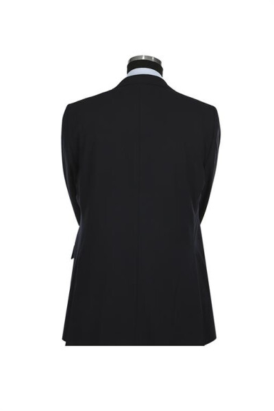 Navy Blue Slim Fit V-Neck Waistcoat Suit - 7