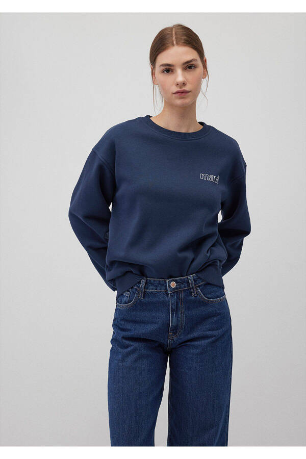 Navy Blue Sweatshirt with Logo Print 1611656-82454 - 20