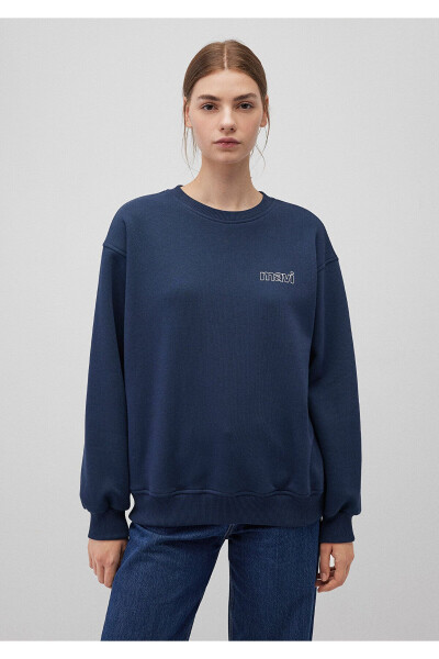 Navy Blue Sweatshirt with Logo Print 1611656-82454 - 15