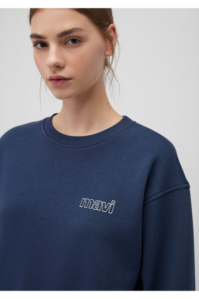 Navy Blue Sweatshirt with Logo Print 1611656-82454 - 17