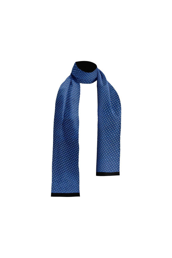 Navy Blue White Stripe Phosphorous Satin Fine Cashmere Soft Winter New Generation Scarf - Gift - 1