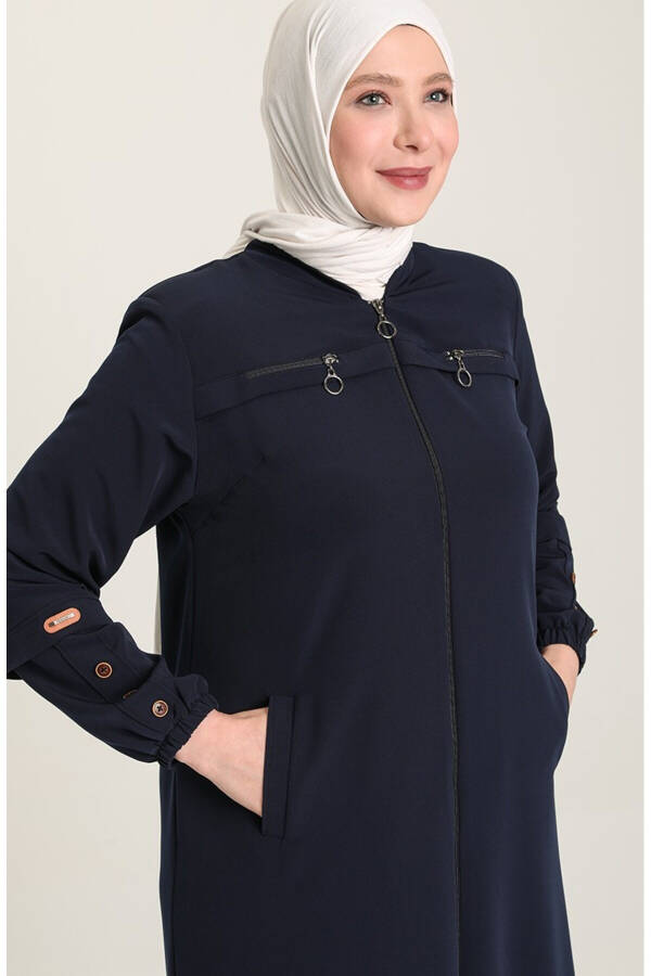 Navy Blue Women's Plus Size Zippered High Quality - Seasonal - Winter - 3