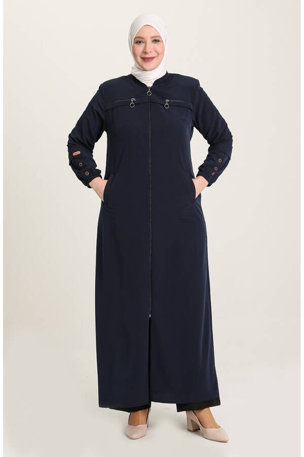 Navy Blue Women's Plus Size Zippered High Quality - Seasonal - Winter - 7