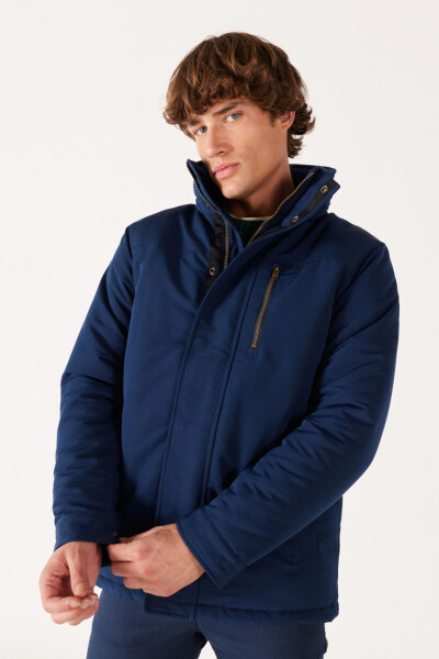 Navy Hooded Parka (Regular Fit) - 1