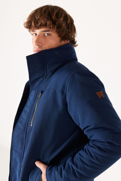 Navy Hooded Parka (Regular Fit) - 2