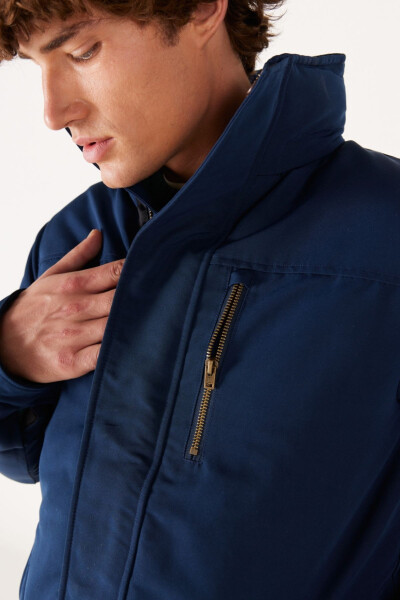 Navy Hooded Parka (Regular Fit) - 3