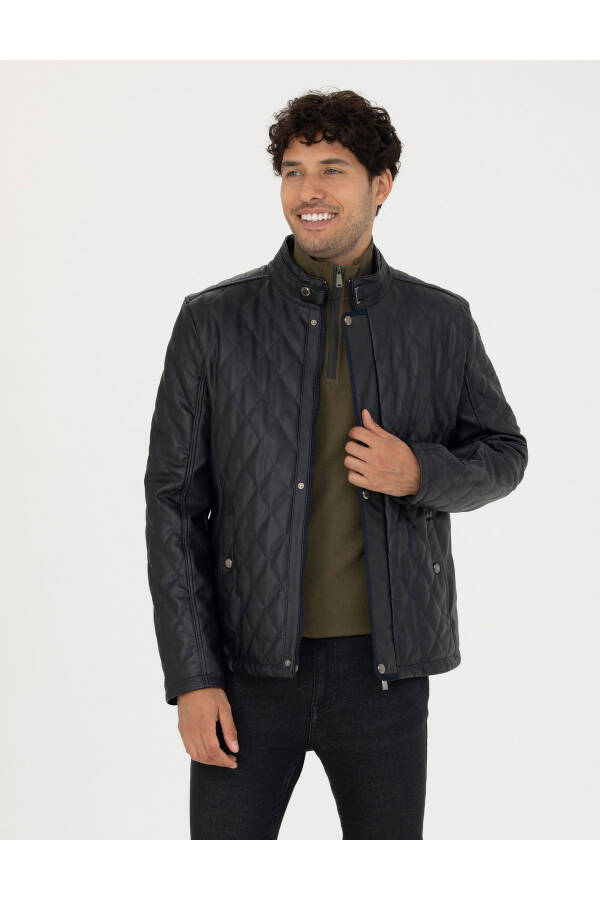 Navy Leather Jacket 50280282-200 - 10