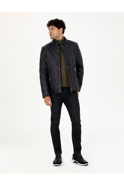 Navy Leather Jacket 50280282-200 - 4