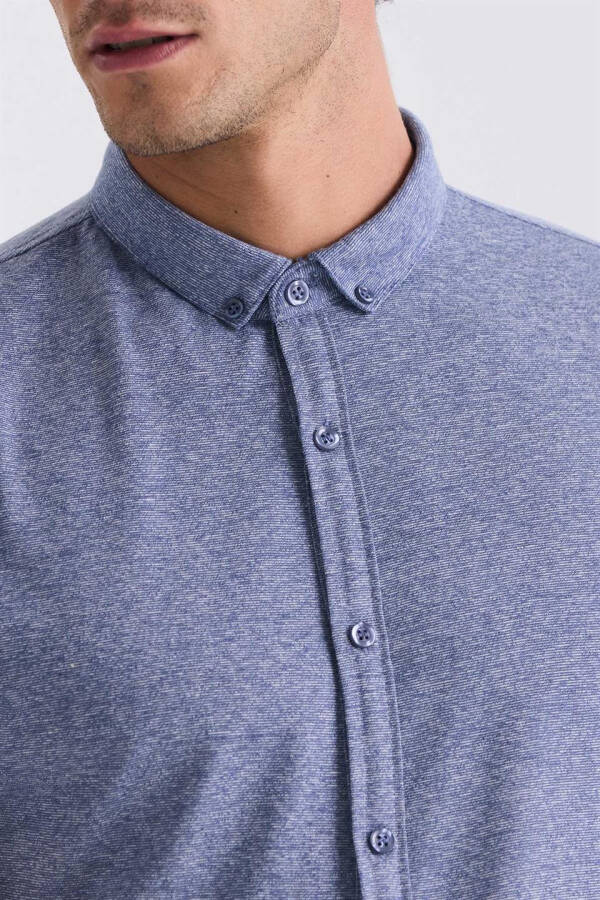 Navy Slim Fit Button-Down T-Shirt - 7