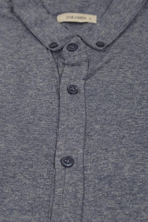 Navy Slim Fit Button-Down T-Shirt - 10